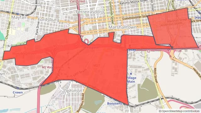Map of areas affected by the power outage around City and Suburban