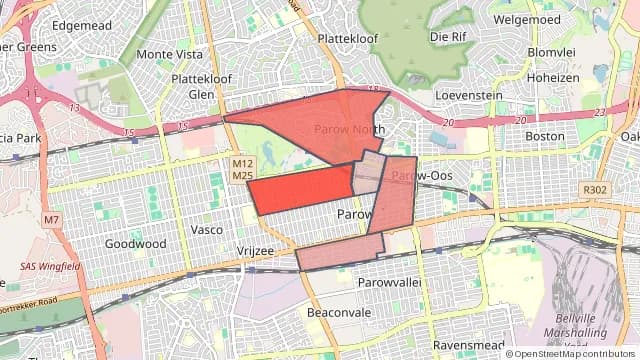 Map of areas affected by the water outage around Churchill Estate