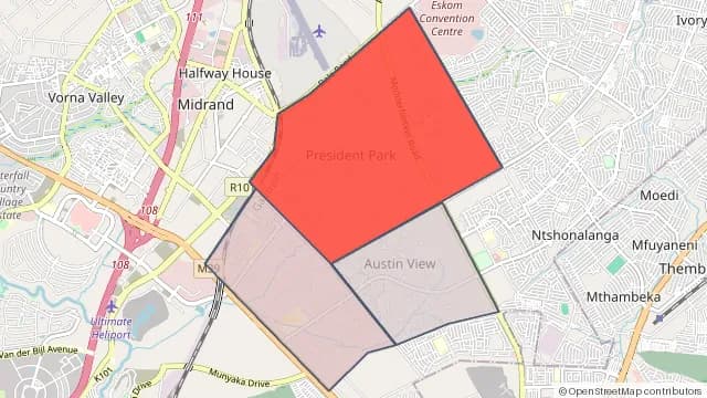 Map of areas affected by the power outage around Austin View Farms