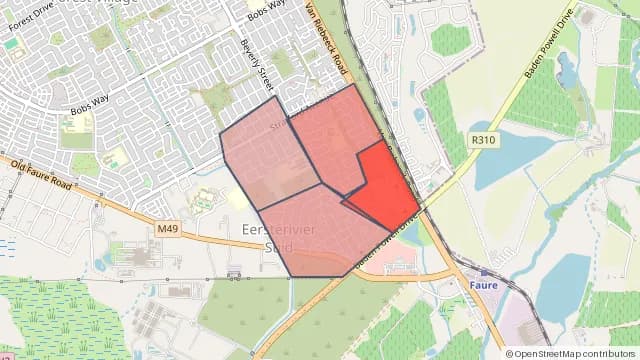 Map of areas affected by the power outage around Beverley Park