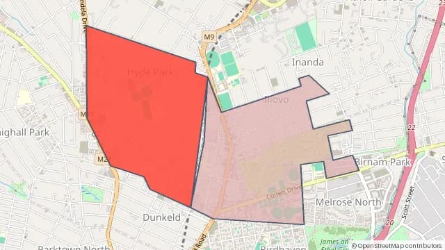 Map of areas affected by the water outage around Hyde Park