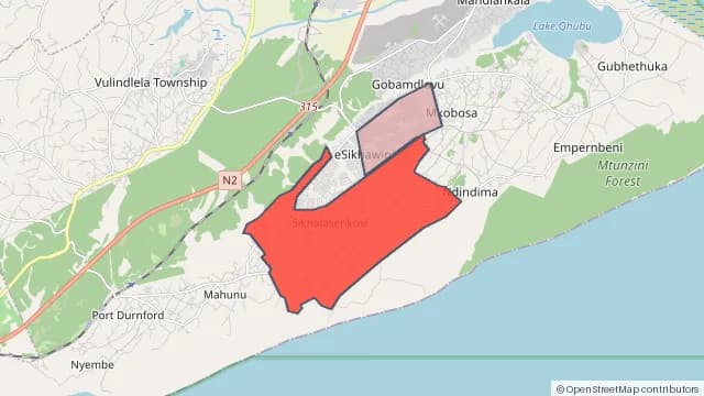 Map of areas affected by the power outage around Esikhawini H