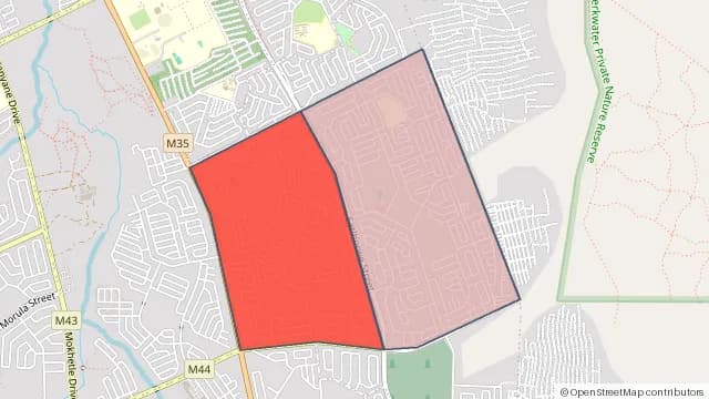 Map of areas affected by the power outage around Soshanguve R