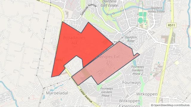 Map of areas affected by the power outage around Broadacres