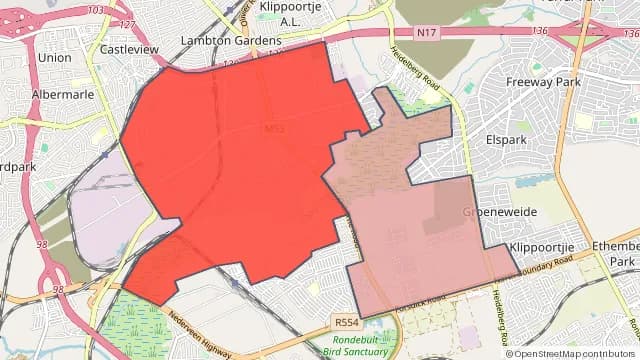 Map of areas affected by the power outage around Klippoortjie Farms