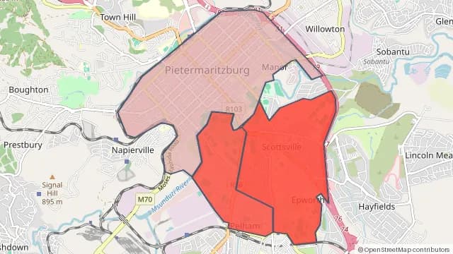 Map of areas affected by the power outage around Pelham