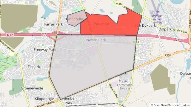 Map of areas affected by the power outage around Cinderella