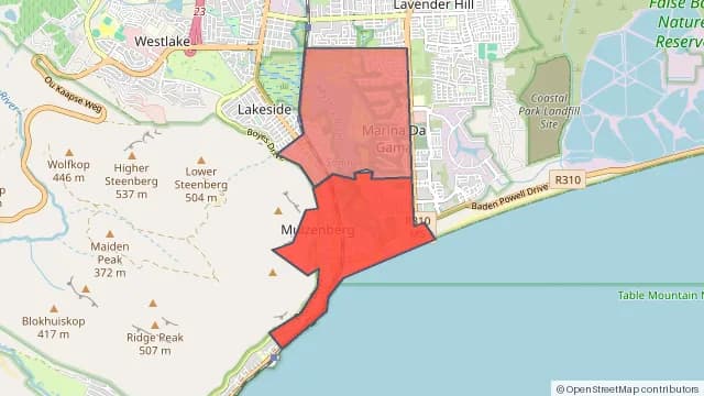 Map of areas affected by the power outage around Marina Da Gama